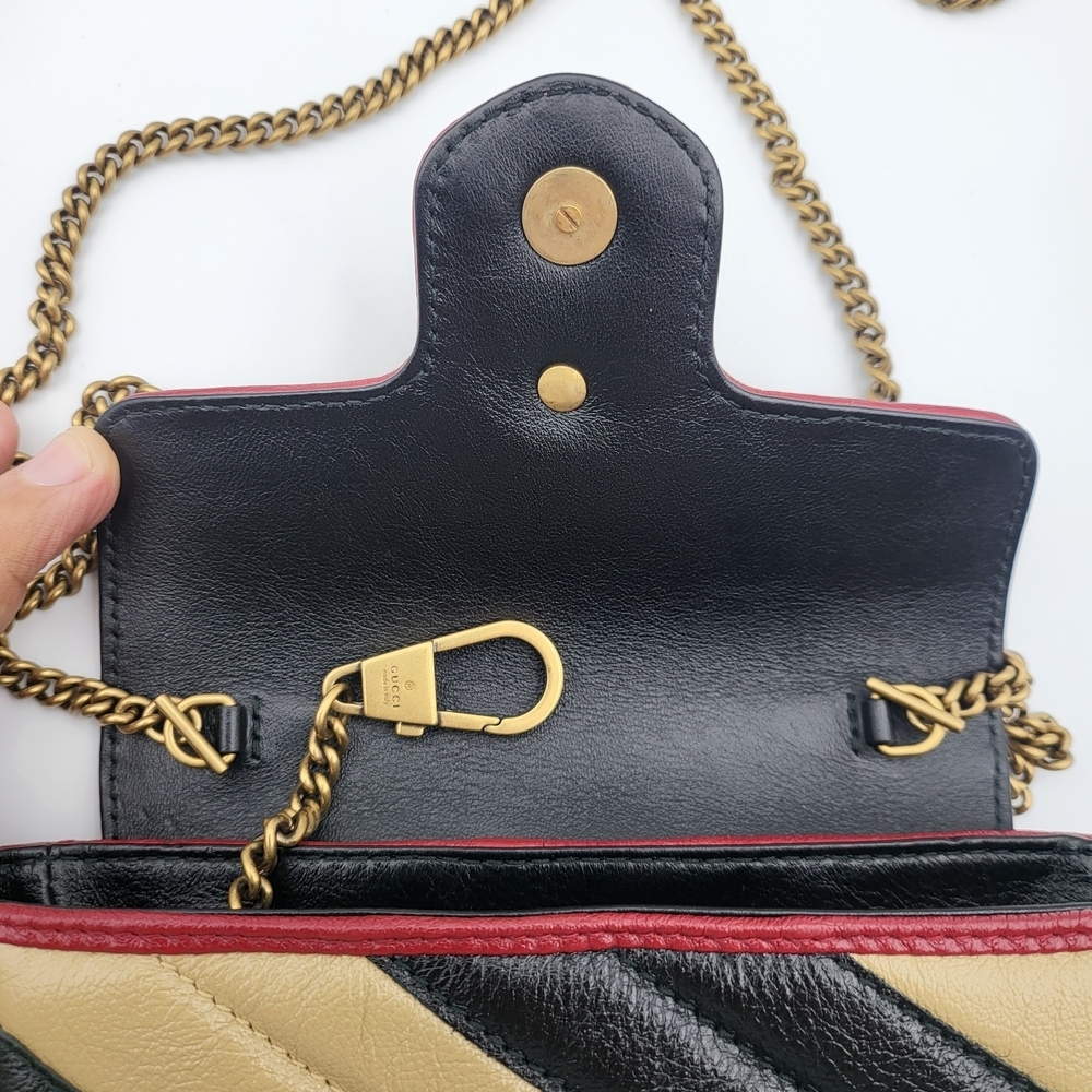 Gucci Tricolor Matelassé Leather Mini GG Marmont Torchon Crossbody Bag Authentic - Picture 8 of 17